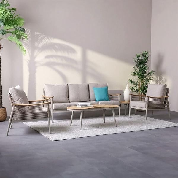 DANUBE | Savannah 5 Seater Sofa Set with 2 Coffee Tables Champagne | 231202709715