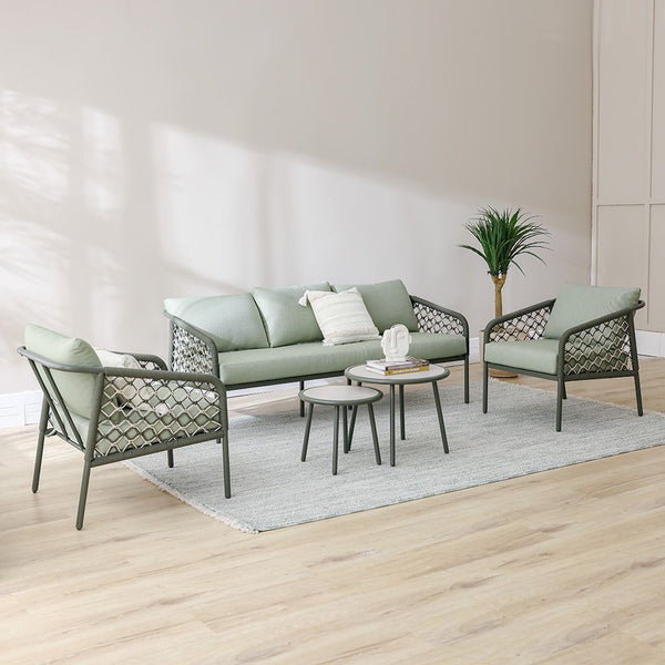 DANUBE | Aldrin 5-Seater Sofa Set - Green/White
