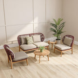 DANUBE | Cherry 4 Seater Sofa Set 2 Coffee Tables Cherry Brown | 231202709817