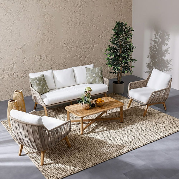 DANUBE | Honey 5 Seater Sofa Set Beige Natural Wood | 231202709819