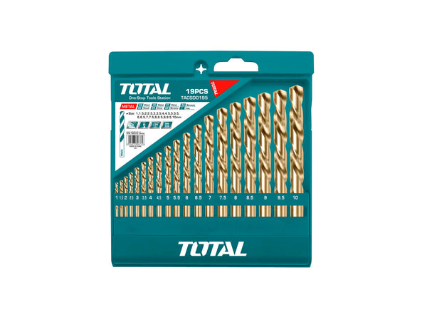 TOTAL | 19PCS HSS Twist Drill Bits Set | TACSD0195
