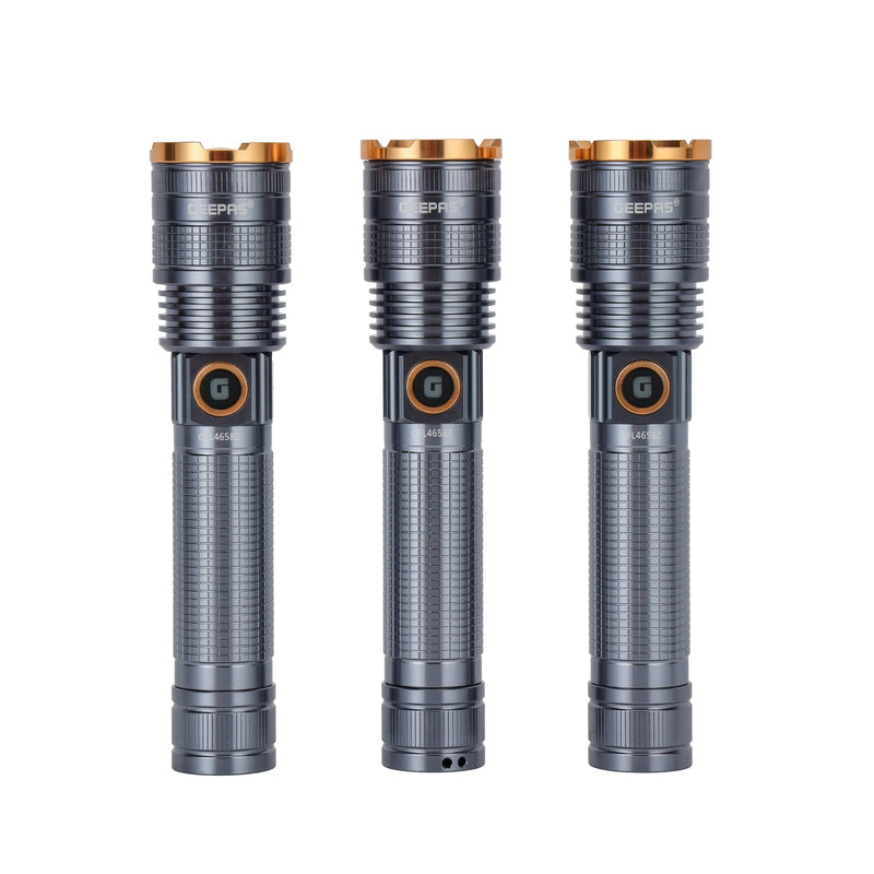 GEEPAS | Zoomable LED Flashlight 1500 Lumens Brightness | GFL4658