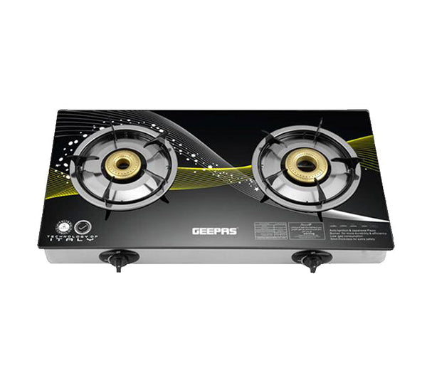 GEEPAS | 2 Burner Stainless Steel Gas Stove | Black