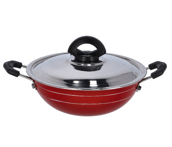 ROYALFORD | 18cm Nonstick Mini Kadai with Stainless Steel Lid Red | RF10005