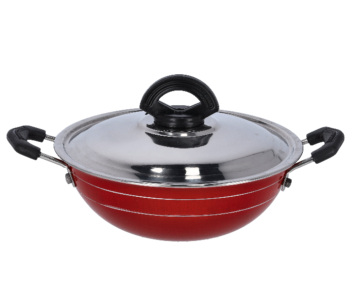 ROYALFORD | 18cm Nonstick Mini Kadai with Stainless Steel Lid Red | RF10005