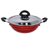 ROYALFORD | 18cm Nonstick Mini Kadai with Stainless Steel Lid Red | RF10005