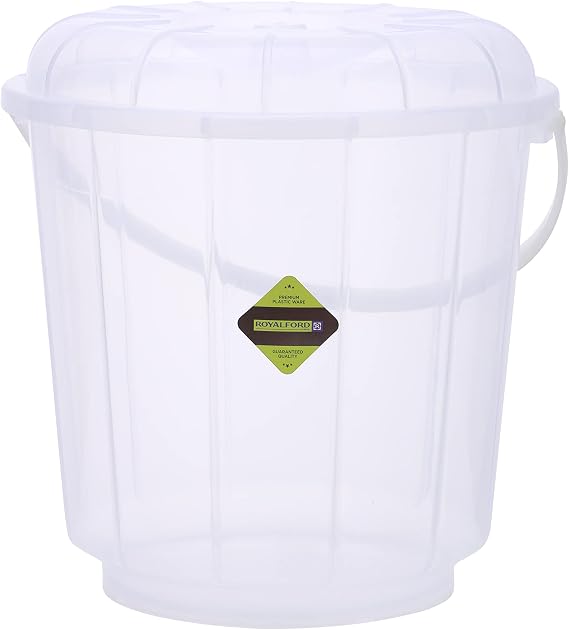 ROYALFORD | Transparent Bucket with Lid 25Ltrs Plastic Bucket | RF10696