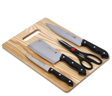 ROYALFORD | 5 Pcs Deluxe Cutting Set With Cleaver Knife Chef Knife Scissor Utility Knife And Cutting Board | RF9946