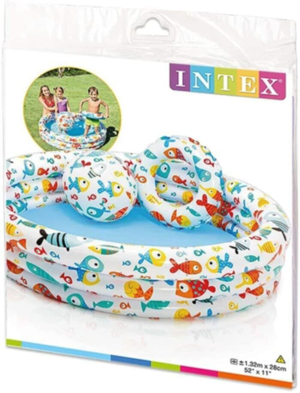 INTEX | Pineapple Splash Pool Set (59431Np 20" Ball 20" Ring) Ages 2+  | 42159469