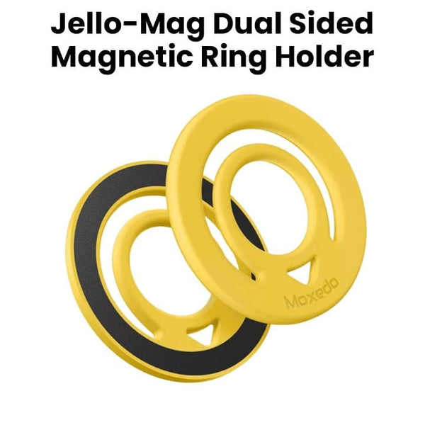 MOXEDO | Jello Mag Dual Sided Magnetic Ring Holder Silicone Magsafe Compatible Metal Ring Plate for Androids Smartphones Yellow | MX-DSR020-YL