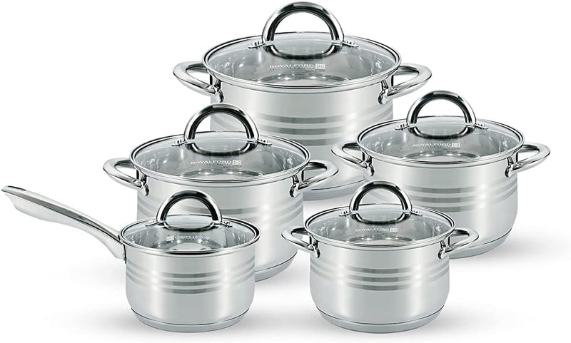 ROYALFORD |  10-Piece Stainless Steel Cookware Set Dishwasher Safe Induction | RF10390