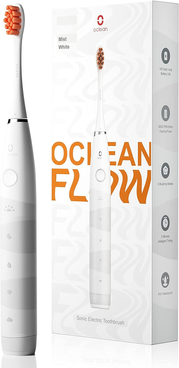 OCLEAN | Electric Toothbrush Flow Long Life Sonic Cleaning 180 Day Battery White | C01000534