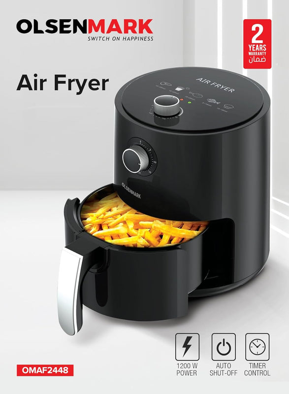 OLSENMARK | Air Fryer 1200 W 2.5 L Capacity with Non-Stick Frying Pot and Tray | OMAF2448