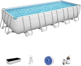 BESTWAY | Power Steel Rectangular Above Ground Swimming Pool Set and Pool Cover 21ftx9ftx52 | BES115TOY01911