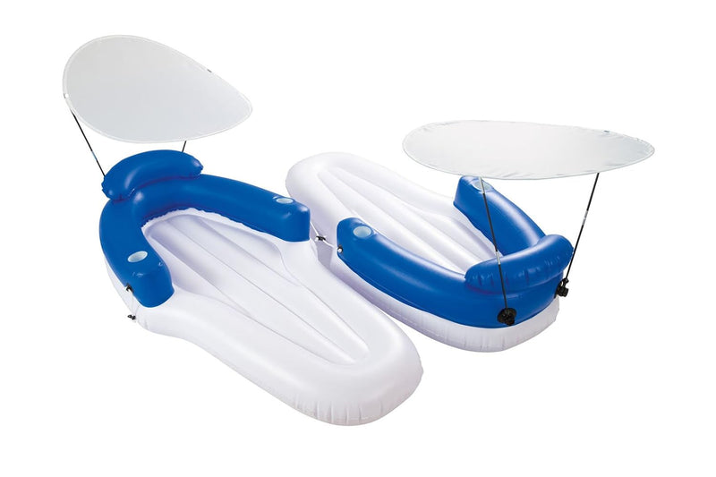 BESTWAY | Coolerz Double Air Mattress 198x104 cm with Backrest Sunshades and Cup Holders | BES115TOY00032