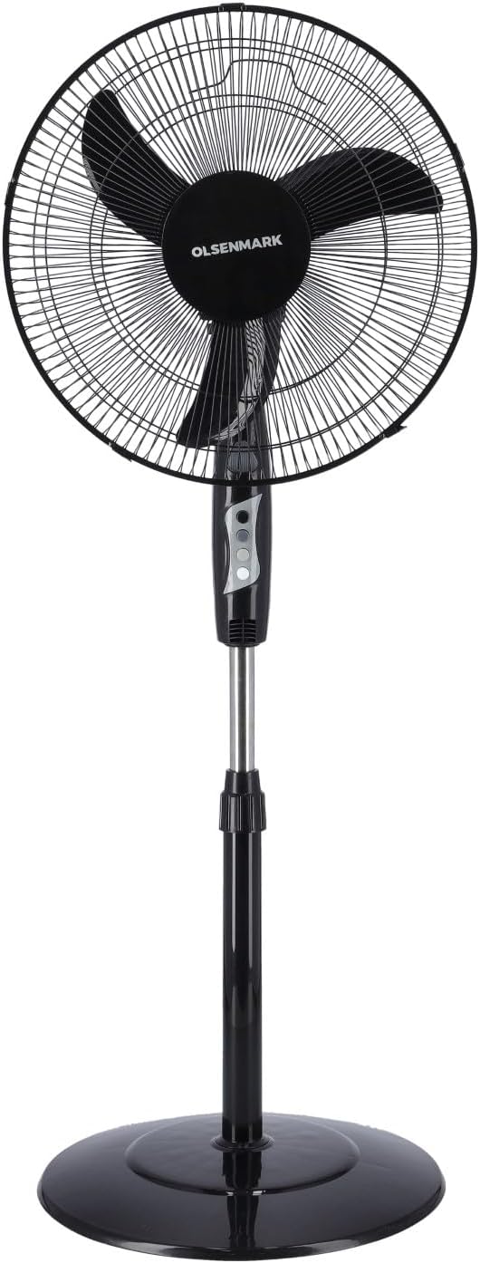 OLSENMARK | 16" 3 Speed Stand Fan With Timer - Black | Omf1738