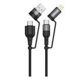 MOXEDO | 4 in 1 Charging Cable 60W Power Delivery Interchangeable USB A USB C To USB C Lightning 1.2 Meters Braided Nylon Cable | MX-NC049