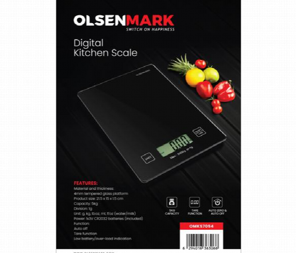 OLSENMARK | 5Kg Digital Kitchen Scale Black | Omks7054
