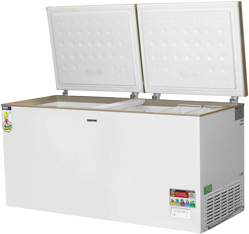 GEEPAS | Double Chest Freezer 550Ltr 230W White | GCF55019WAH