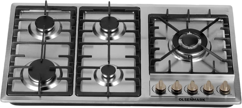 OLSENMARK | 5 in 1 Gas Hob, 5 Burners Stove with Auto Impulse Ignition | OMK7034