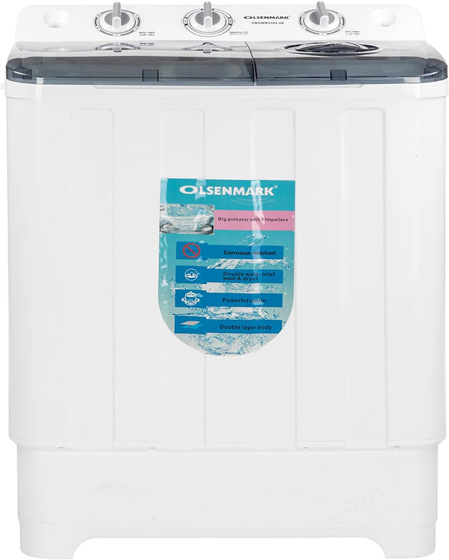 OLSENMARK | Twin Tub Semi Automatic Washing Machine White | OMSWM5504-8K