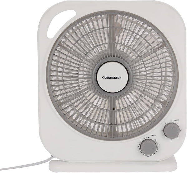 OLSENMARK | 10" Box Fan, High Performance with 3-Speed Controls and 6 PP Leaf Blades | OMF1867