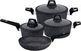 ROYALFORD | 7 Pieces Black Chefart Aluminium Cookware Set Granite Coated Induction Bottom 2.5Mm | RF9557