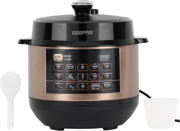 GEEPAS | 6.0 L Digital Multi Cooker LED Display 10 One Touch Operation Stainless Steamer | GMC35052