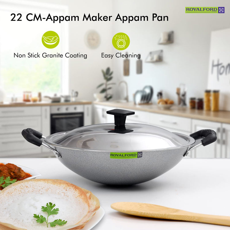 ROYALFORD | Appam Pan With Lid Black 21 cm | RF4952.
