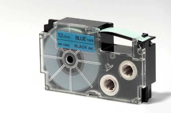 CASIO | Option Label It Blue & Black Tape 12x8mm | XR-12BU1-W-DJ1