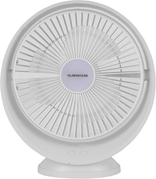OLSENMARK | 8" Rechargeable Table Fan Working Time up to 9 Hours 3 Speed Controls | OMF1850