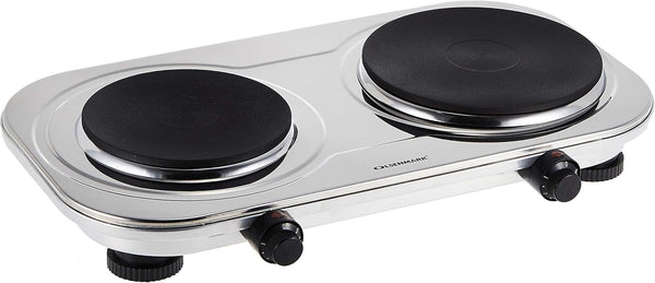 OLSENMARK | Electric Double Burner Hot Plate with Stainless Steel Overheat Protection Silver/Black | OMHP2396