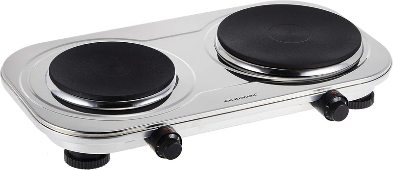 OLSENMARK | Electric Double Burner Hot Plate with Stainless Steel Overheat Protection Silver/Black | OMHP2396