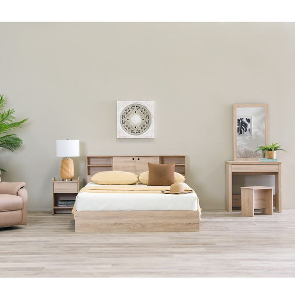 DANUBE | Adriana 150x200 Queen Bed Set + Dresser and Stool Sonoma Oak | 810100100393