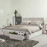 DANUBE | Bacia 180x200 King Bed with 2 Front Drawers Light Grey | 810100100460