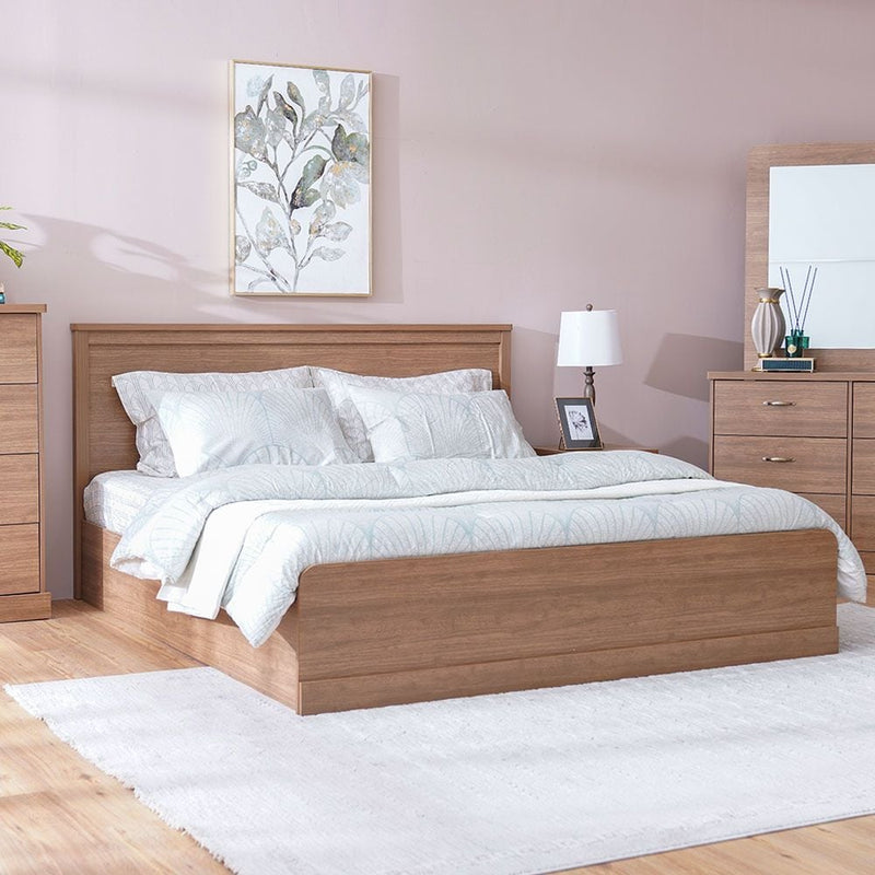 DANUBE | Zirco 180x200 King Bed with Storage Brown Oak | 810100100465