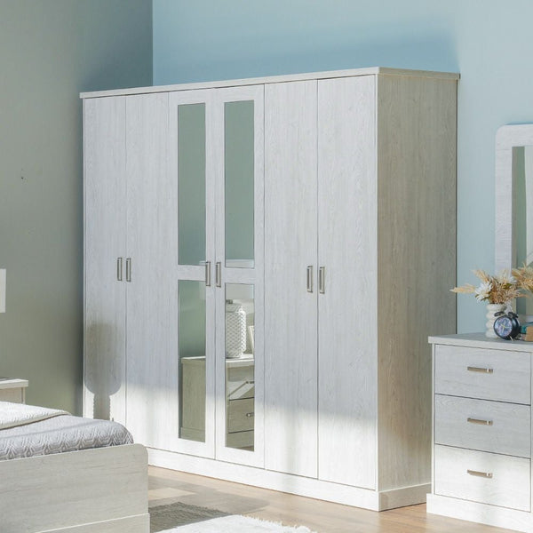 DANUBE | Zirco 6-Door Wardrobe White Oak | 810100700433