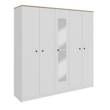 DANUBE | Pera 5 Door Wardrobe White Light Oak | 810100700442