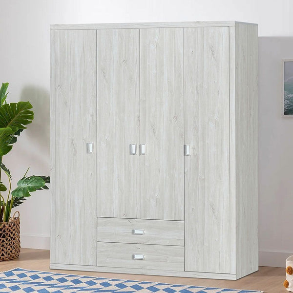 DANUBE | V2Tisley 4 Door Wardrobe L Oak White faux marble | 810100700601