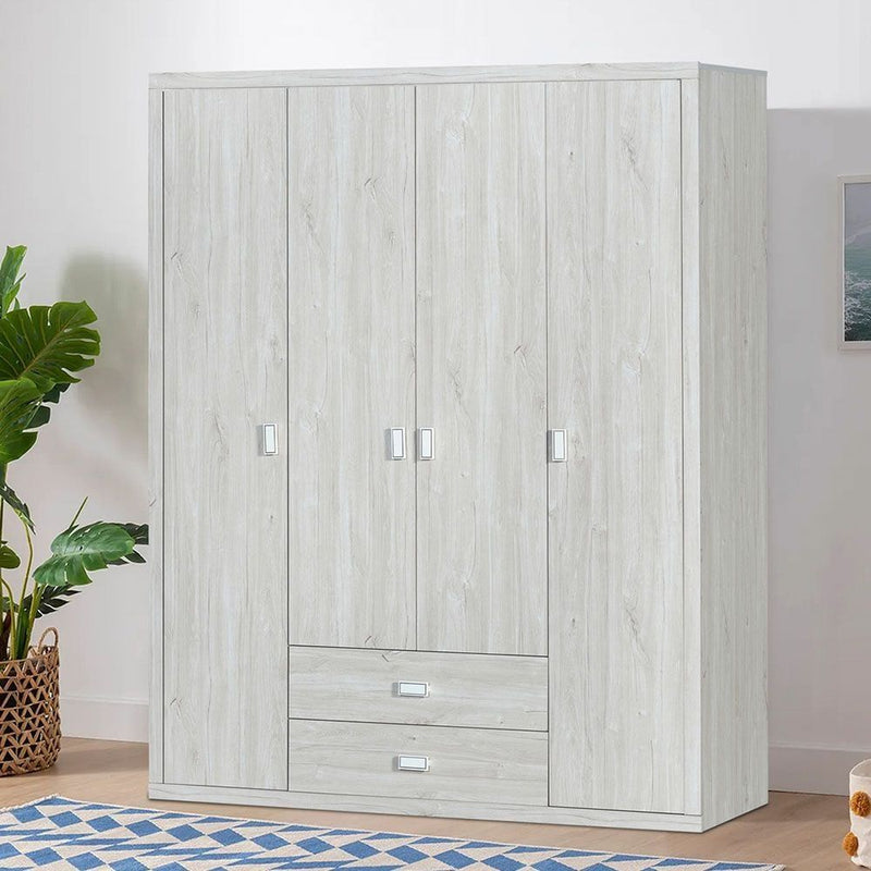 DANUBE | V2Tisley 4 Door Wardrobe L Oak White faux marble | 810100700601