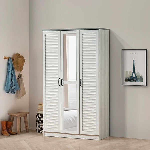 DANUBE | Zenith 3 Door Wardrobe with Drawers & Mirror White Oak Cement | 810100700662