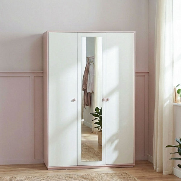 DANUBE | Candy 3 Door Wardrobe With 1 Mirror Blush Pink Cream | 810200600066