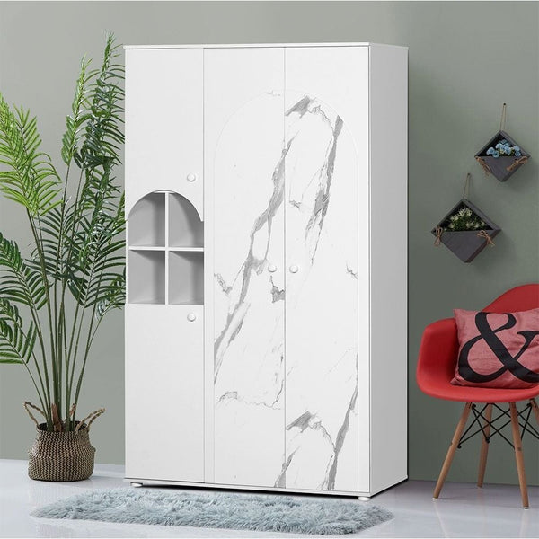 DANUBE | Hello 3 Door Wardrobe White White Faux Marble | 810201100004