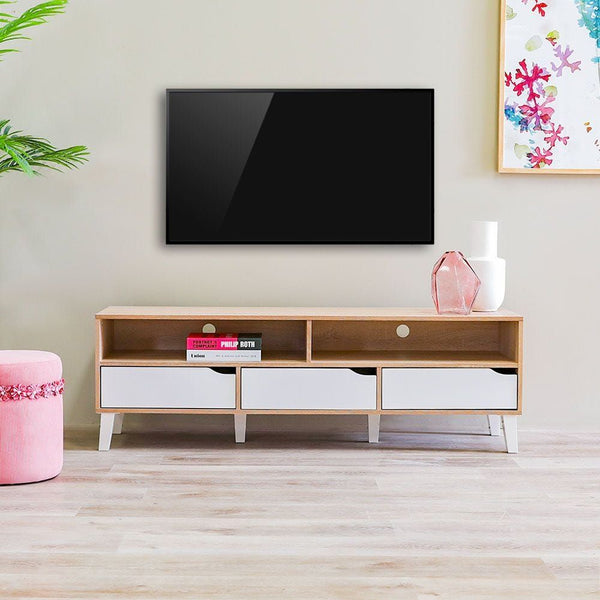 DANUBE | Fabian 3 Drawers TV Unit Up to 55 Inch-Sonoma Oak White | 810300300259