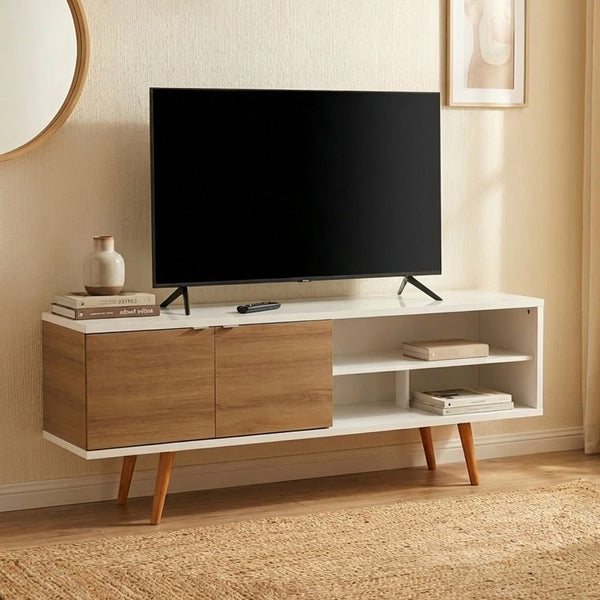 DANUBE | Wynn TV Unit with 2 Doors Up to 60" White Light Brown | 810300300331