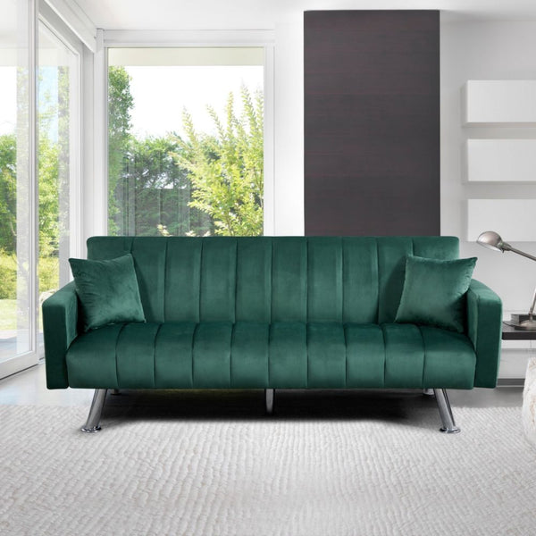 DANUBE | Glam 2 Seater Fabric Sofa Bed Green | 810302700060
