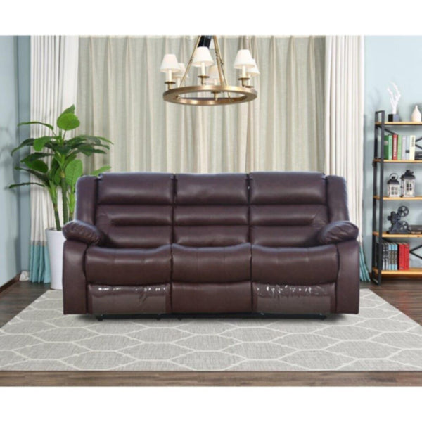 Allende 3 Seater PU Leather Motion Recliner - Red Brown | 810302800067