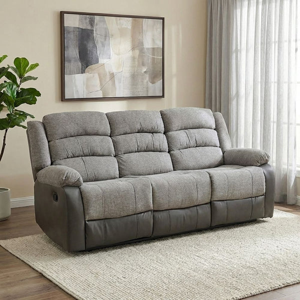 DANUBE | Greensboro 3 Seater Fabric Manual Motion Recliner Dark Grey | 810302800306