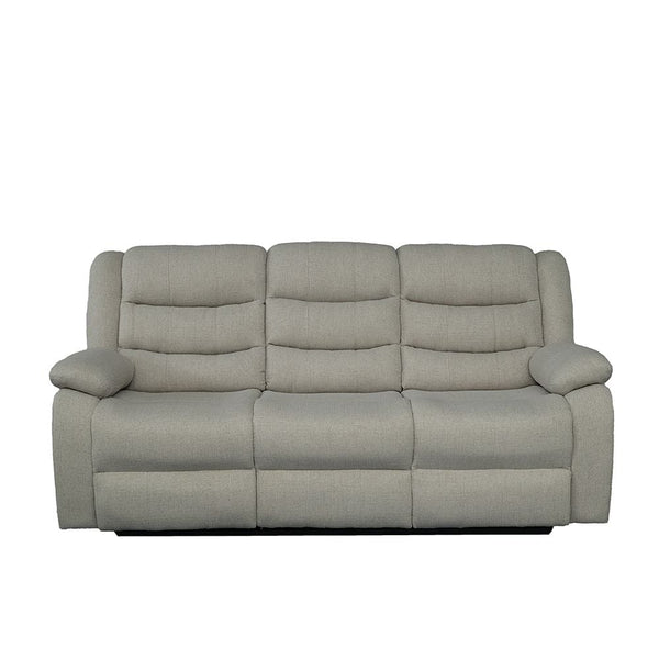 DANUBE | Archer 3 Seater Fabric Recliner With Drop Down Table Light Brown | 810302801654