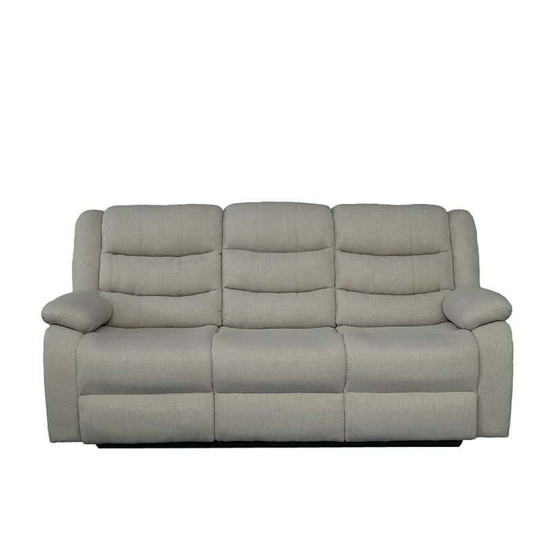 DANUBE | Archer 3 Seater Fabric Recliner With Drop Down Table Light Brown | 810302801654